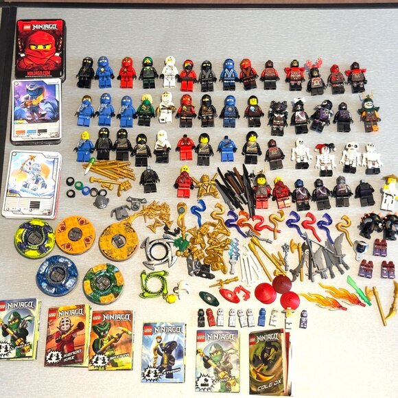 Lego Ninjago Minifigures Collectible Lot Spinners Trading Cards Weapons - Picture 1 of 16